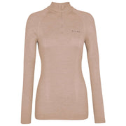 Camisa de lana técnica de manga larga con cremallera y ajuste regular de Falke - Beige paja