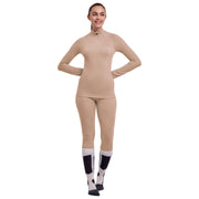 Camisa de lana técnica de manga larga con cremallera y ajuste regular de Falke - Beige paja