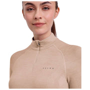 Camisa de lana técnica de manga larga con cremallera y ajuste regular de Falke - Beige paja