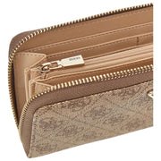 GUESS Monedero grande con cremallera Laurel II - Latte Brown Logo