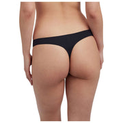 Tanga de encaje frontal Skarlett Blue Entice - Negro/Azul marino medianoche