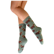 Calcetines peludos Powder Highland Cow - Verde