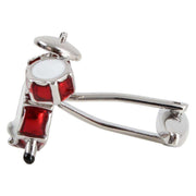 Zennor Drum Cufflinks - Red/Silver