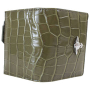 Vivienne Westwood Monedero con tarjetero y solapa delgada con efecto cocodrilo en relieve - Caqui