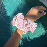Moon Nude Peony Scrunchie - Rosa/Blanco