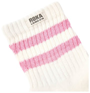 Calcetines Roka Windsor Stripe Crew - Clavel rosa