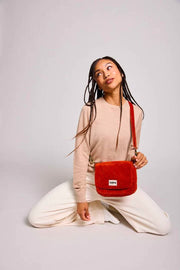 Bolso de hombro Hindbag Margault - Terciopelo Ladrillo Naranja