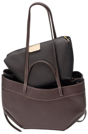 Bolso tote Elie Beaumont Origami - Marrón chocolate oscuro