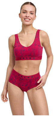 Falke Daily Comfort - Bralette tipo corpiño con estampado de 2 piezas - Negro/Rojo