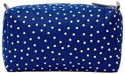Neceser pequeño de lona de algodón Roka Mayfair - Navy Polka Dot