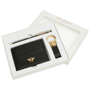 Set de regalo de lujo con llavero y bolígrafo con tarjetero y lazo de Alice Wheeler London - Negro