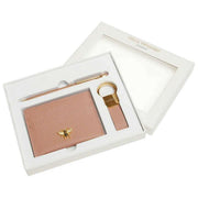 Set de regalo de lujo con llavero y bolígrafo con tarjetero y lazo de Alice Wheeler London - Rosa