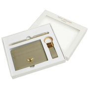 Set de regalo de lujo con llavero y bolígrafo con tarjetero y lazo de Alice Wheeler London - Verde pistacho