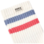 Calcetines Roka Windsor Stripe Crew - Azul costero/Escarlata