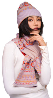 Bufanda acogedora Powder Fair Isle - Mezcla de crema