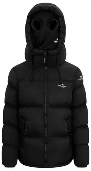 Helvetica Mountain Pioneers Chaqueta de plumas con capucha y bloque medio - Negro