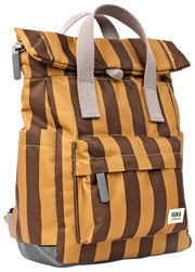 Mochila Roka Canfield B pequeña de lona reciclada - Rayas Marrón