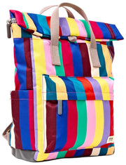 Mochila mediana de lona reciclada Roka Canfield B - Rayas anchas y multicolores