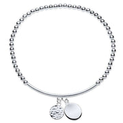 Beginnings Beaded Stretch Disc Charm Bracelet - Silver