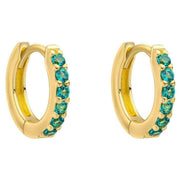 Beginnings Crystal Hoop Earrings - Gold/Emerald Green