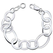 Beginnings Mixed Size Flat Oval Link Bracelet - Silver