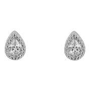 Beginnings Teardrop Gemstone Stud Earrings - Silver