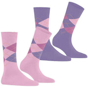 Calcetines Burlington Everyday Argyle paquete de 2 - Berry Pool Pink