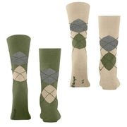 Burlington Everyday Argyle paquete de 2 calcetines - Salvia Green
