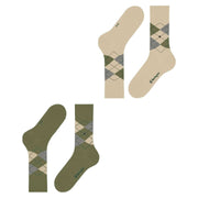 Burlington Everyday Argyle paquete de 2 calcetines - Salvia Green