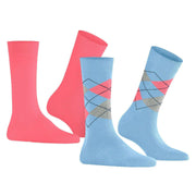 Burlington Everyday Mix 2 Pack Socks - Deep Sea Blue/Pink