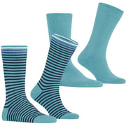 Burlington Everyday Stripe Mix paquete de 2 calcetines - Key Largo Blue