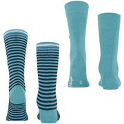 Burlington Everyday Stripe Mix paquete de 2 calcetines - Key Largo Blue