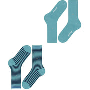 Burlington Everyday Stripe Mix paquete de 2 calcetines - Key Largo Blue