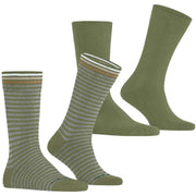 Burlington Everyday Stripe Mix paquete de 2 calcetines - Salvia Green