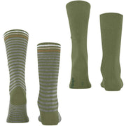 Burlington Everyday Stripe Mix paquete de 2 calcetines - Salvia Green