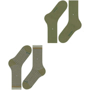 Burlington Everyday Stripe Mix paquete de 2 calcetines - Salvia Green