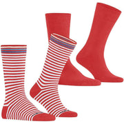 Burlington Everyday Stripe Mix paquete de 2 calcetines - Tulip Red