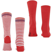 Burlington Everyday Stripe Mix paquete de 2 calcetines - Tulip Red