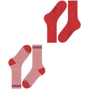 Burlington Everyday Stripe Mix paquete de 2 calcetines - Tulip Red