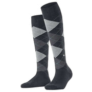 Burlington Queen Knee High Socks - Oil Black/Grey