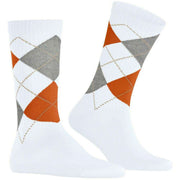 Calcetines Burlington Rib Court - Blanco/Naranja