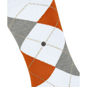 Calcetines Burlington Rib Court - Blanco/Naranja