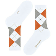Calcetines Burlington Rib Court - Blanco/Naranja
