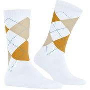 Calcetines Burlington Rib Court - Blanco/Amarillo