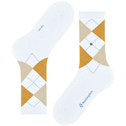 Calcetines Burlington Rib Court - Blanco/Amarillo