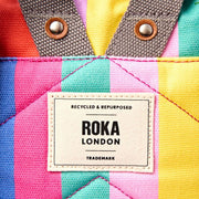 Mochila pequeña de lona de algodón Roka Hampton - Rayas multicolores anchas