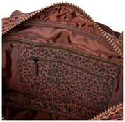 Bolso de viaje Roka Gatwick pequeño de lona reciclada - Mini Leopard Brown