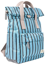 Mochila Roka Canfield B pequeña de lona reciclada - Rayas azules
