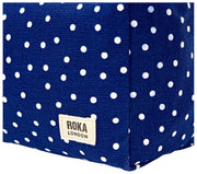Neceser pequeño de lona de algodón Roka Mayfair - Navy Polka Dot