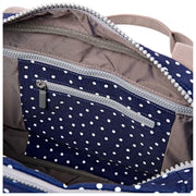 Bolso de viaje Roka Gatwick pequeño de lona reciclada - Lunares azul marino